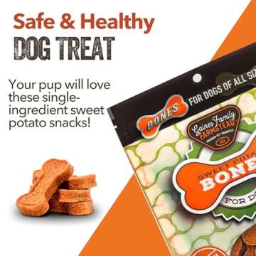 Gaines Family Farmstead Sweet Potato Dog Bones, All-Natural, Grain Free Dog Treats for All Ages & Breeds, Great for Training and Rewards, Made in USA, 8 oz Pouch