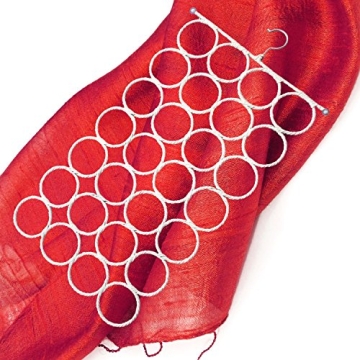 White Closet Scarf Hanger with 28 Rings - No Snags