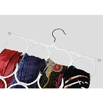 White Closet Scarf Hanger with 28 Rings - No Snags