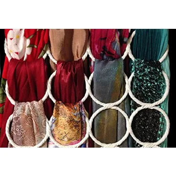 White Closet Scarf Hanger with 28 Rings - No Snags