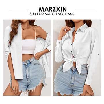 MARZXIN Women Swimsuit Beach Cover Up Button Down Shirt Summer Casual Swimwear Beachwear Bathing Suit