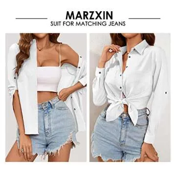 MARZXIN Women Swimsuit Beach Cover Up Button Down Shirt Summer Casual Swimwear Beachwear Bathing Suit