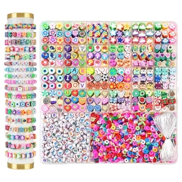 Richginker 2300pcs Polymer Clay Beads Bracelet Making Kit - 24 Adorable Styles for DIY Jewelry and G...
