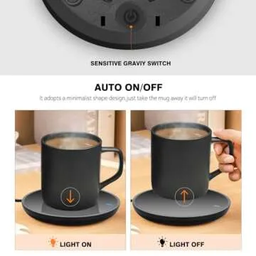 Jisiloe Coffee Mug Warmer, Smart Coffee Cup Warmer with Pressure-Induced Auto ON/Off, Candle Warmer Coffee Warmer Plate for Milk Tea, Coffee Accessories for Home Office Desk, 118