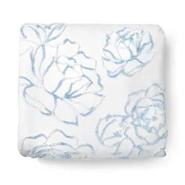 MARTHA STEWART Adrian King Size Duvet, 3 Piece Set-1 Duvet Cover, 2 Pillow Shams, Cotton-Percale, Soft, Reversible, Easy Wash, All Season 104"x92" with Button Closure, Blue/White