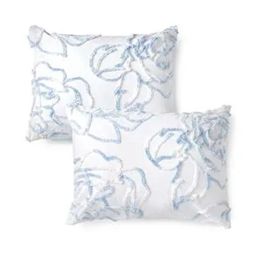 MARTHA STEWART Adrian King Size Duvet, 3 Piece Set-1 Duvet Cover, 2 Pillow Shams, Cotton-Percale, Soft, Reversible, Easy Wash, All Season 104"x92" with Button Closure, Blue/White