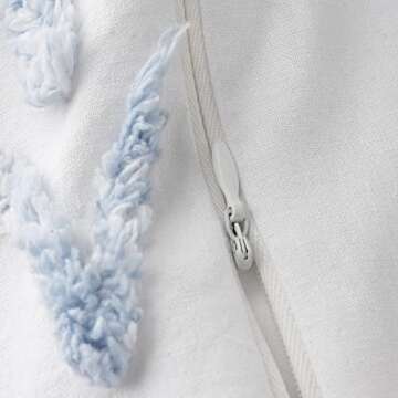 MARTHA STEWART Adrian King Size Duvet, 3 Piece Set-1 Duvet Cover, 2 Pillow Shams, Cotton-Percale, Soft, Reversible, Easy Wash, All Season 104"x92" with Button Closure, Blue/White