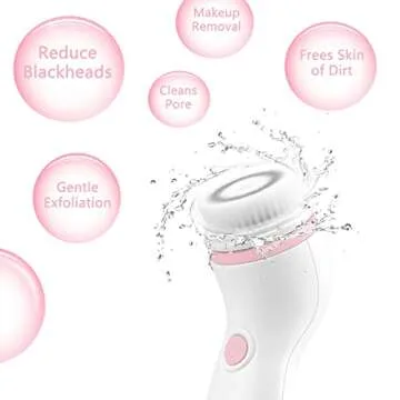 Waterproof Facial Cleansing Spin Brush Set with 4 Interchangeable Brush Heads - Electric Face Scrubber Cleanser Brush by CLSEVXY - Face brush for Deep Scrubbing, Gentle Exfoliating and Massaging