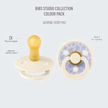 BIBS Pacifiers - Colour Studio 2 Pack | Round Nipple Baby Pacifier | BPA Free Natural Rubber Latex S...
