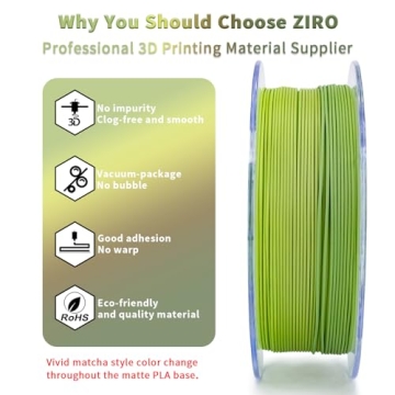 ZIRO Multi-Color Matte PLA Filament for 3D Printing