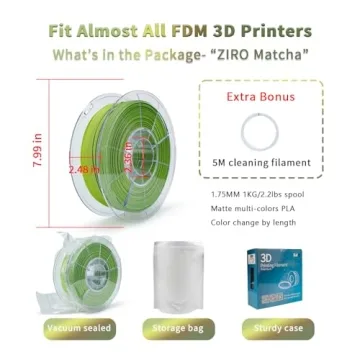 ZIRO Multi-Color Matte PLA Filament for 3D Printing