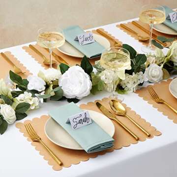 Juvale 100 Pack Disposable Scalloped Kraft Paper Placemats for Dining Table, Wedding, Party (Brown, ...