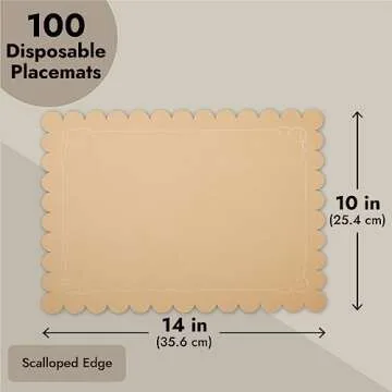 Juvale 100 Pack Disposable Scalloped Kraft Paper Placemats