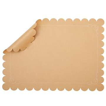 Juvale 100 Pack Disposable Scalloped Kraft Paper Placemats