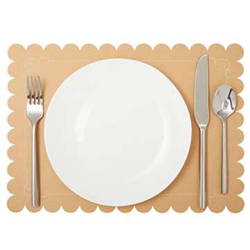 Juvale 100 Pack Disposable Scalloped Kraft Paper Placemats