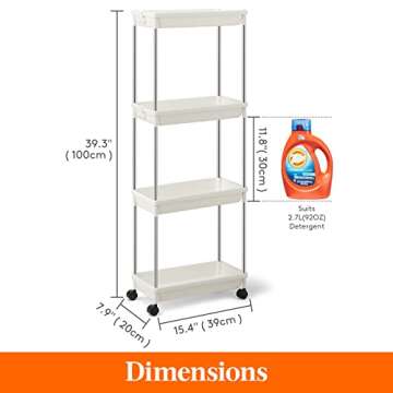 Lifewit Slim Storage Cart for Narrow Spaces - 4 Tier