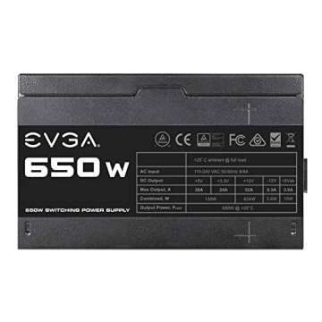EVGA 100-N1-0650-L1, 650 N1, 650W, 2 Year Warranty, Power Supply