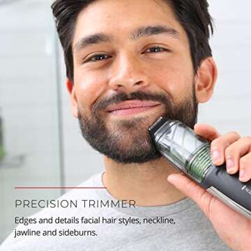 Remington Vacuum Beard Trimmer,13 Length and Style Settings with Adjustable Length Comb (2-18mm),Vacuum Trimmer for Beard, Mustache, and Stubble, Rechargeable Lithium Power, Washable, Removable Blades