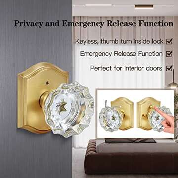 Premium Glass Door Knobs with Privacy Lock - Elegant Solution