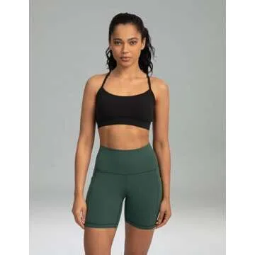 Colorfulkoala Women's Dreamlux Y Back Sports Bra Low Impact Padded Workout Top with Built in Bra A-C Cups (S, Black)
