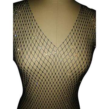 FlyCC Women Sexy Rhinestone Mesh Beach Dress Cover Up