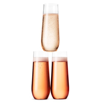 Munfix Stemless Plastic Champagne Flutes 24 Pack