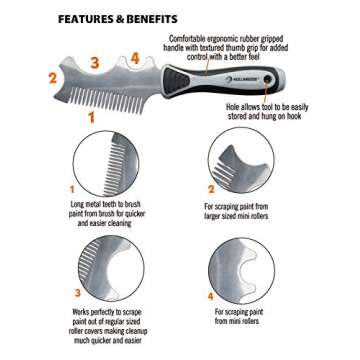 ROLLINGDOG 4 in 1 Paint Brush Comb - Paint Brush&Roller Cleaner Tool