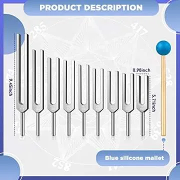 TENFLY Solfeggio Tuning Fork Set - 9 Tuning Forks Perfect for DNA Healing, Chakra, Sound Therapy, Keep Body, Mind and Spirit in Perfect Harmony.(174 Hz, 285 Hz, 396 Hz, 417 Hz, 528 Hz, 639 Hz etc)