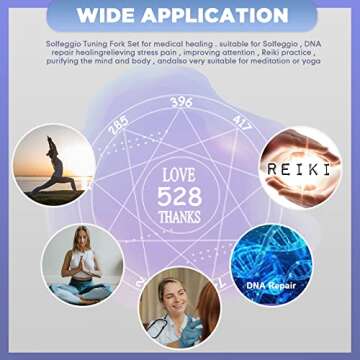 TENFLY Solfeggio Tuning Fork Set - 9 Tuning Forks Perfect for DNA Healing, Chakra, Sound Therapy, Keep Body, Mind and Spirit in Perfect Harmony.(174 Hz, 285 Hz, 396 Hz, 417 Hz, 528 Hz, 639 Hz etc)