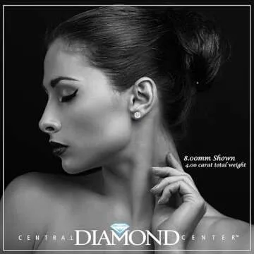 Central Diamond Center Women’s 14k Gold post & Sterling Silver – Yellow, 4 Prong CZ Stud Earrings (8.00mm - 4.00cttw)