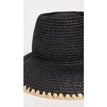 Madewell Women's Whipstitch Straw Hat, True Black, S-M