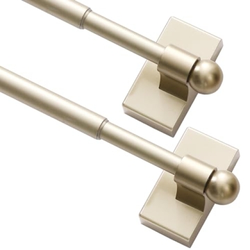 Turquoize Adjustable Magnetic Curtain Rods - Perfect for Metal Doors and Windows, 2-Pack, Champaign ...