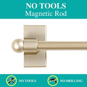 Turquoize Magnetic Curtain Rods for Metal Doors - 2 Pack