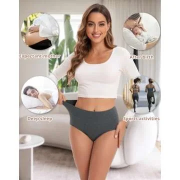 INNERSY Women's Underwear Cotton Briefs Underwear for Women Breathable High Waisted Panties 5 Pack(Medium, Dark)