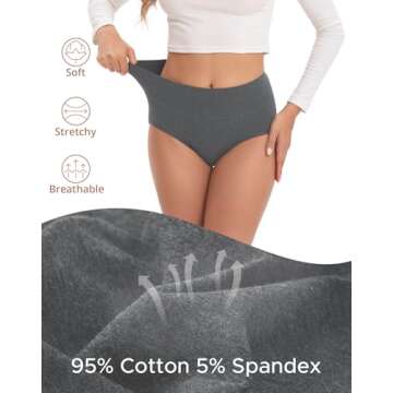 INNERSY Women's Underwear Cotton Briefs Underwear for Women Breathable High Waisted Panties 5 Pack(Medium, Dark)