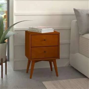 Alpine Furniture Flynn Nightstand - Fully Assembled Mid-Century Modern Elegance