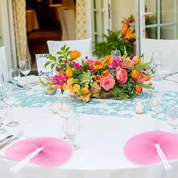 Pangda 24 Pink Folding Fans for Weddings & Parties