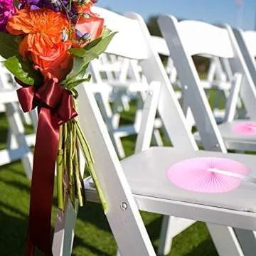 Pangda 24 Pink Folding Fans for Weddings & Parties