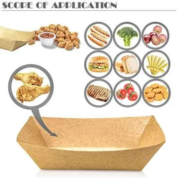 MotBach 120 Pcs Brown Kraft Paper Disposable Recyclable Eco-Friendly Food Serving Boats Take Out Food Trays Party Supplies for Tacos, Nachos, Crawfish, French Fries