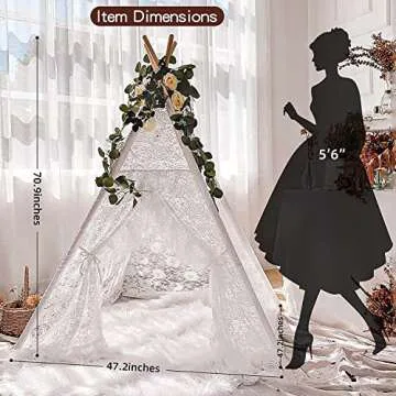 Lace Teepee Tent for Girls, Boho Tent White Teepee Sheer Lace Tipi Canopy for Wedding, Party, Photo Prop Avrsol