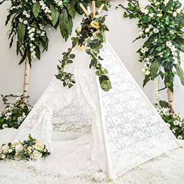 Lace Teepee Tent for Girls, Boho Tent White Teepee Sheer Lace Tipi Canopy for Wedding, Party, Photo Prop Avrsol