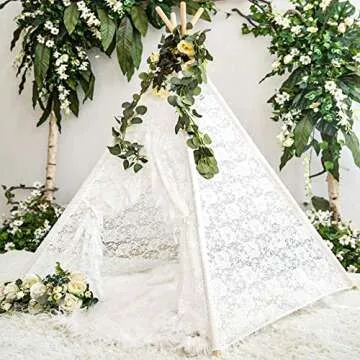Lace Teepee Tent for Girls, Boho Tent White Teepee Sheer Lace Tipi Canopy for Wedding, Party, Photo Prop Avrsol