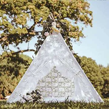 Lace Teepee Tent for Girls, Boho Tent White Teepee Sheer Lace Tipi Canopy for Wedding, Party, Photo Prop Avrsol