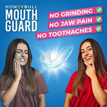 HONEYBULL Mouth Guard for Grinding Teeth [6 Pack - Thin] 1 Size for Light Grinding | Comfortable Cus...