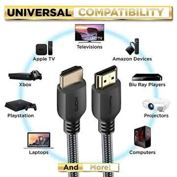 PowerBear 4K HDMI Cable 3 ft | High Speed Hdmi Cables, Braided Nylon & Gold Connectors, 4K @ 60Hz, Ultra HD, 2K, 1080P, ARC & CL3 Rated | for Laptop, Monitor, PS5, PS4, Xbox One, Fire TV, & More
