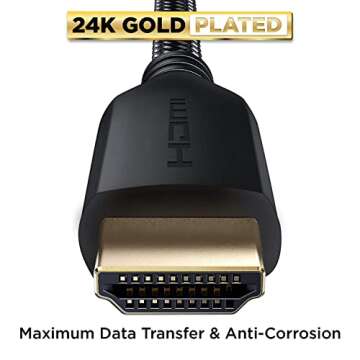 PowerBear 4K HDMI Cable 3 ft | High Speed Hdmi Cables, Braided Nylon & Gold Connectors, 4K @ 60Hz, Ultra HD, 2K, 1080P, ARC & CL3 Rated | for Laptop, Monitor, PS5, PS4, Xbox One, Fire TV, & More