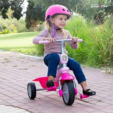 smarTrike Breeze Toddler Tricycle for 1,2,3 Year Olds - 3 in 1 Multi-Stage Trike, Pink