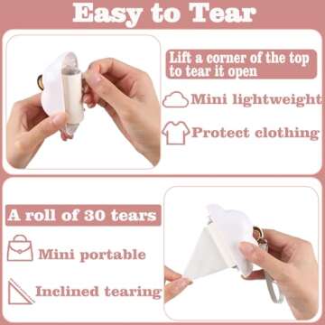 Mini Lint Roller Travel Size, Reusable Lint Roller for Travel, Pet Hair Remover Portable Lint Roller for Clothes with 150 Sheets Refillable (White)