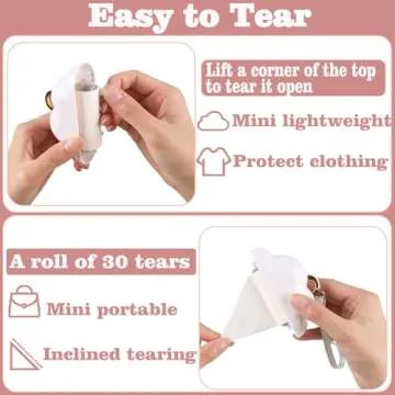 Mini Lint Roller Travel Size, Reusable Lint Roller for Travel, Pet Hair Remover Portable Lint Roller for Clothes with 150 Sheets Refillable (White)