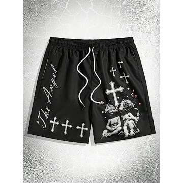 SHENHE Men's Casual Graphic Print Shorts for Stylish Comfort